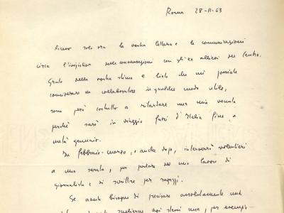 Lettera di Gianni Rodari, 28 novembre 1963 (Archivio Margherita Zoebeli)